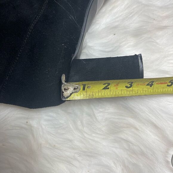 Ashley Stuart Fabric suede Black over the knee wide calf block heels boots SZ12W - Picture 6 of 9